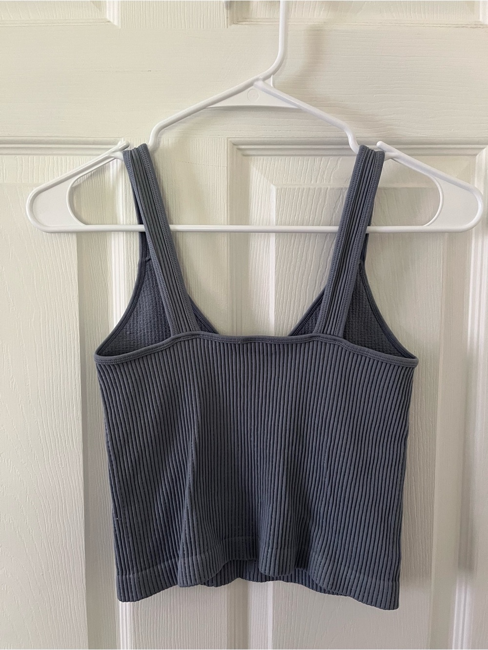 Dynamic Ribbed V-Neck Tank Top - Slate Blue - Picture 2 of 7